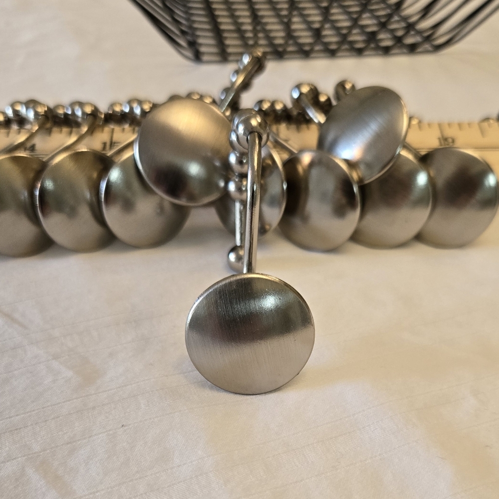 Brushed Chrome Silver Shower Curtain Hooks